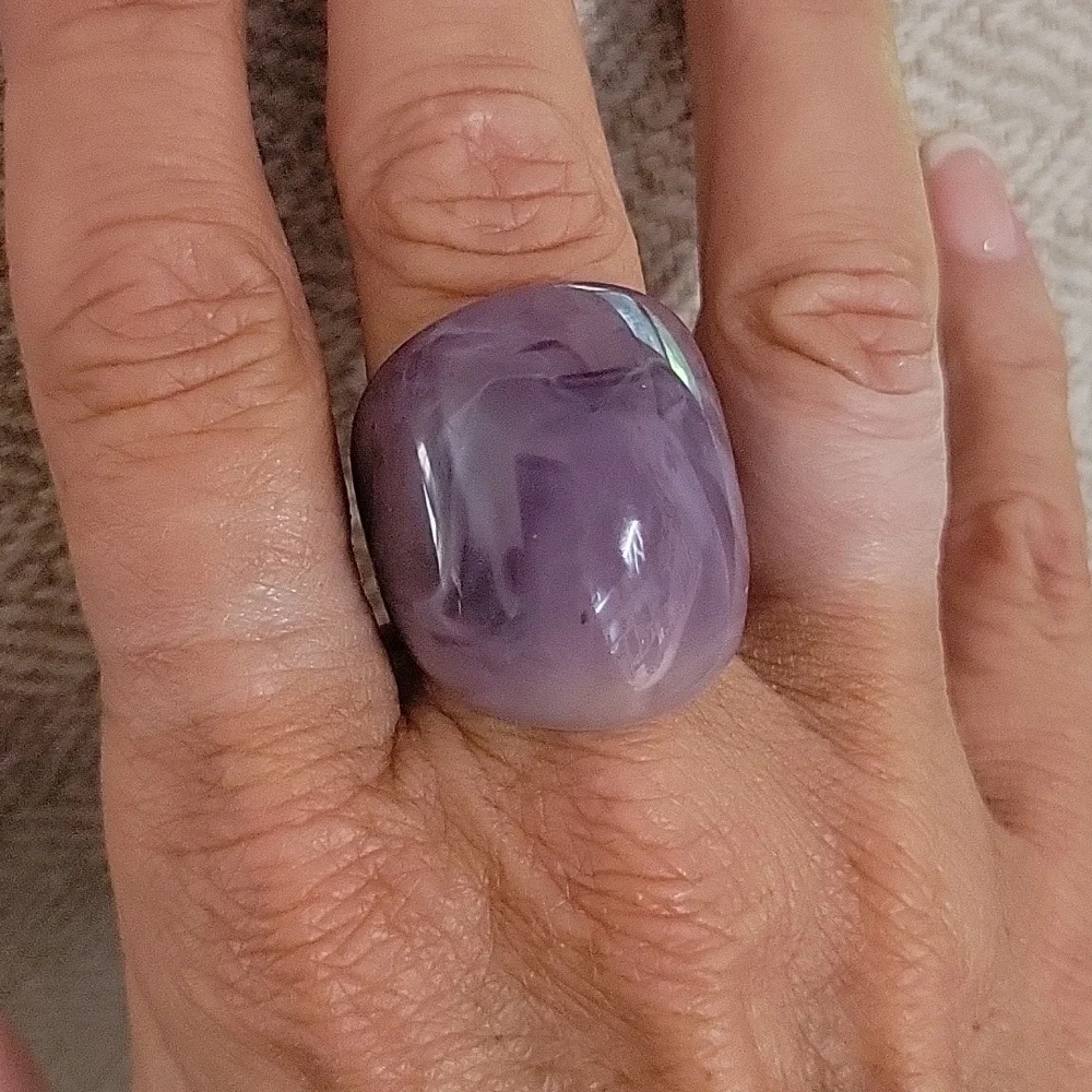 BOLD PURPLE SWIRL DOME RING, METAL FREE